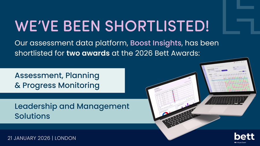 image of screens with reports and text 'we've been shortlisted'