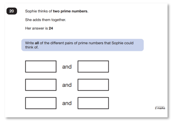 questions: write all the different pairs of prime numbers