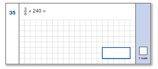 question: 3/8 times 240 equals