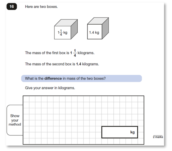 question: difference in mass of two boxes