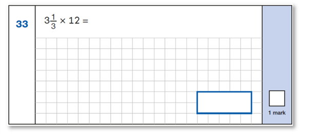 question: 3 1/3 times 12 equals
