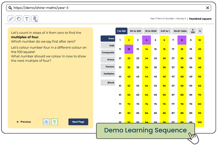 screenshot of 100 square tool on screen