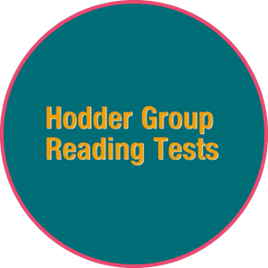 hodder group reading test logo in a teal circle with a pink rim