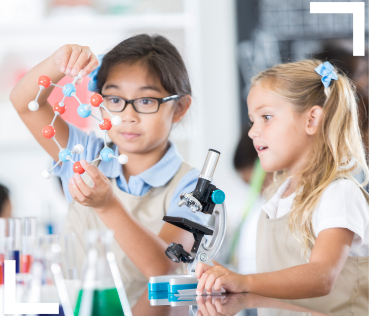 students in science class