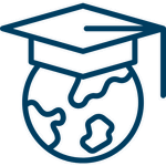 globe in a graduation hat icon