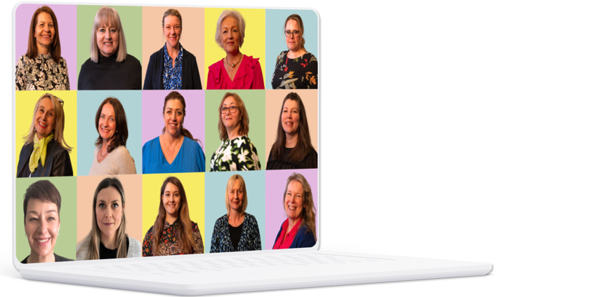 Holding image of sales consultants in colourful grid