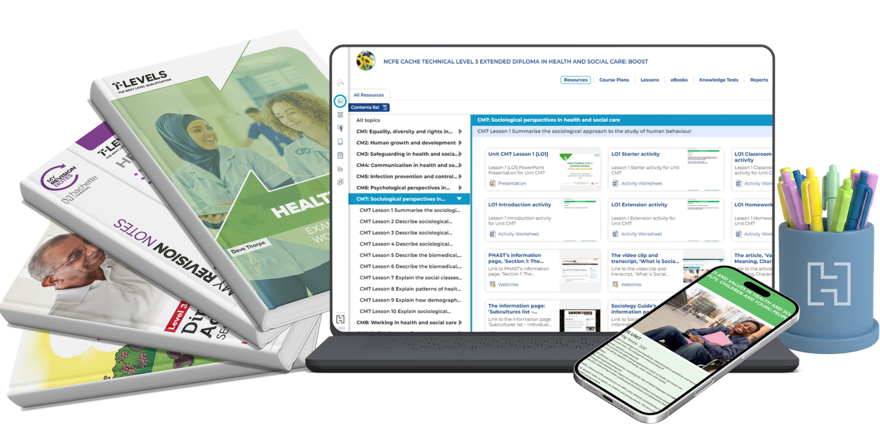 banner image of health and social care print and digital resources
