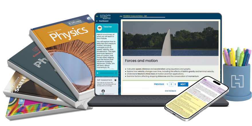 banner image of physics print and digital resources