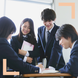 students talking to each other