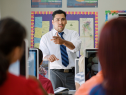 teacher talking to class