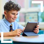 Teenage learner studying on a tablet