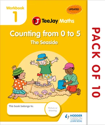 TeeJay Maths CfE Early Level Workbook 1 (Pack of 10): Counting from 0 to 5: The Seaside
